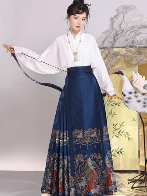 Chinese hanfu dress Mamian skirt dunhuang