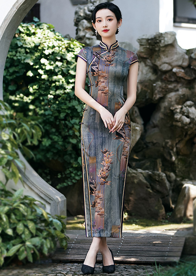 Silk Qipao Dress Bamboo Shadow